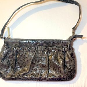 EUC GREY snakeskin look mini purse. 2 outside pockets. Hug purse worn underarm.
